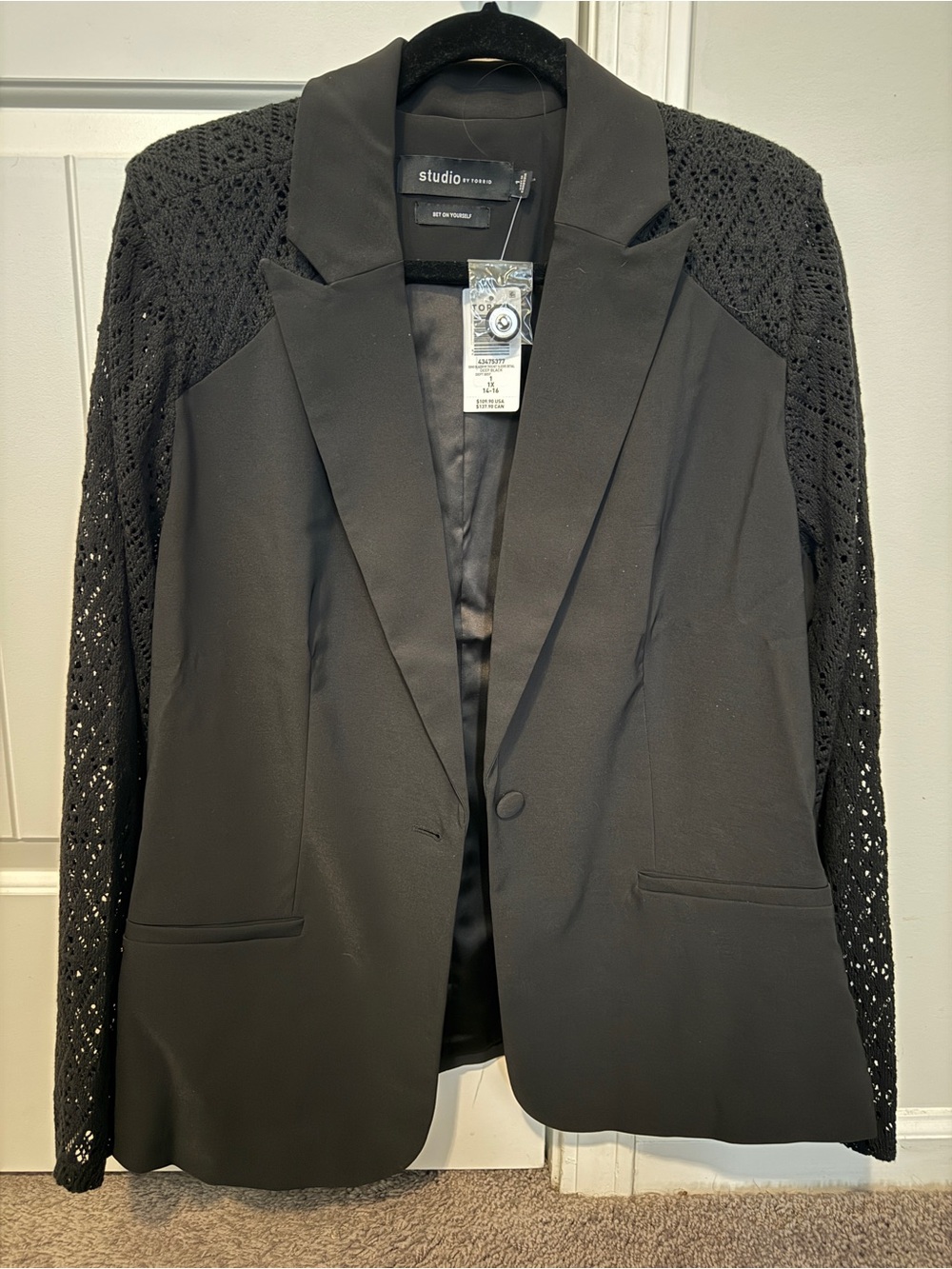 Studio 1940 Black Lace-Sleeve Blazer
